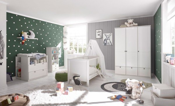 Babyzimmer Filou Landhaus in Weiß 7 teiliges Megaset