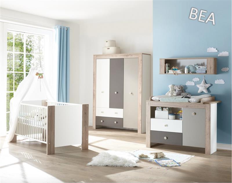 Babyzimmer Bea, Lava matt und Weiß matt von Mäusbacher, 4 teiliges Megaset  mit Schrank, Bett mit Lattenrost und Wickelkommode | Homezone